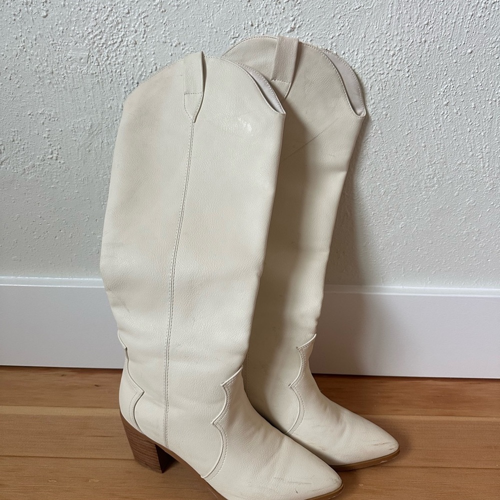Princess Polly White Leather Boots